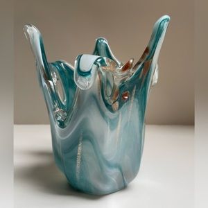 Water Splash Blown Glass Art Vase